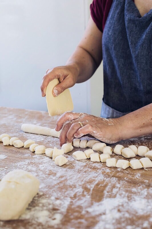 Rolling gnocchi by hand
